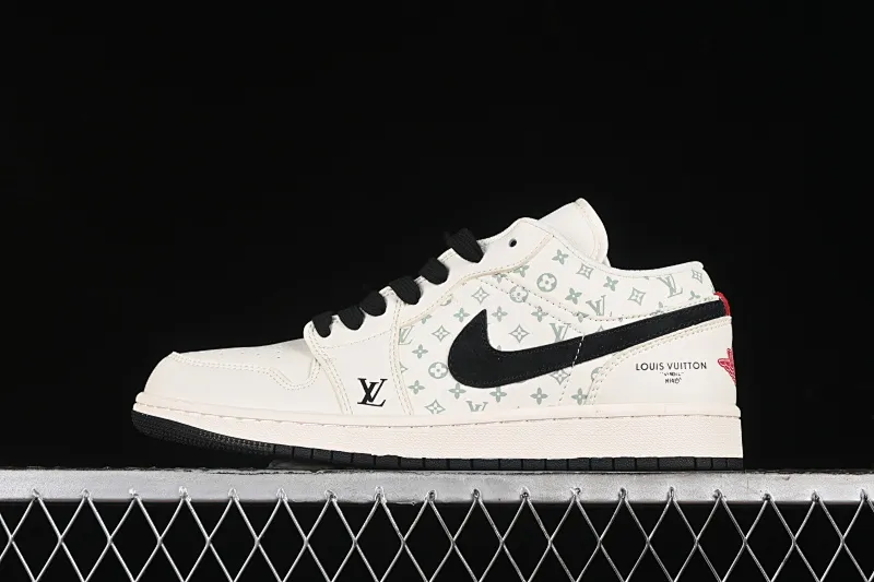 All categories Air Jordan Jordan series basketball shoes Air Jordan 1 Low High-end customized low-top sneakers Air Jordan 1 Low AJ1 Joe 1 LV joint-printed dark blue hook High-end customized low-top retro basketball shoes WG8850-009
